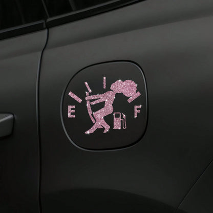 1pc Car Sticker, Fuel Consumption Sticker, Shiny Fuel Tank Cover Sticker, Car Body Fuel Tank Cover Decorative Sticker, Cartoon Reflective Personalized Car Sticker