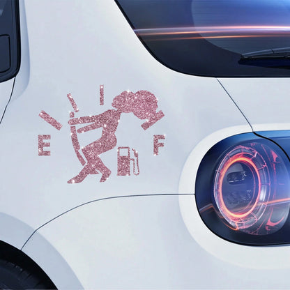 1pc Car Sticker, Fuel Consumption Sticker, Shiny Fuel Tank Cover Sticker, Car Body Fuel Tank Cover Decorative Sticker, Cartoon Reflective Personalized Car Sticker