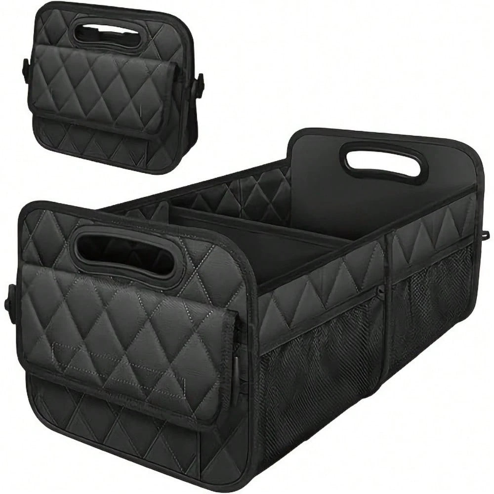 1PC Car Trunk Organizer Bag, 6-Pocket Design, 50L Waterproof Polyester Material, Black, Unisex. 1 Car Trunk Organizer Bag- Car Storage Box With 6 Pockets- Car Accessories- Luggage- Trunk