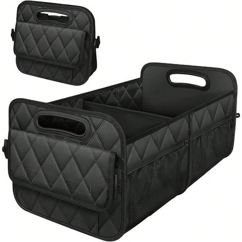 1PC Car Trunk Organizer Bag, 6-Pocket Design, 50L Waterproof Polyester Material, Black, Unisex. 1 Car Trunk Organizer Bag- Car Storage Box With 6 Pockets- Car Accessories- Luggage- Trunk