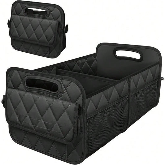 1PC Car Trunk Organizer Bag, 6-Pocket Design, 50L Waterproof Polyester Material, Black, Unisex. 1 Car Trunk Organizer Bag- Car Storage Box With 6 Pockets- Car Accessories- Luggage- Trunk