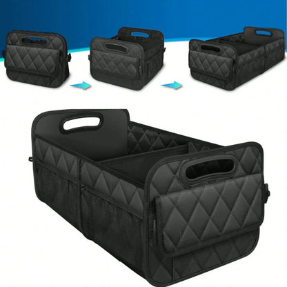 1PC Car Trunk Organizer Bag, 6-Pocket Design, 50L Waterproof Polyester Material, Black, Unisex. 1 Car Trunk Organizer Bag- Car Storage Box With 6 Pockets- Car Accessories- Luggage- Trunk