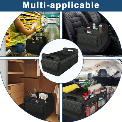 1PC Car Trunk Organizer Bag, 6-Pocket Design, 50L Waterproof Polyester Material, Black, Unisex. 1 Car Trunk Organizer Bag- Car Storage Box With 6 Pockets- Car Accessories- Luggage- Trunk