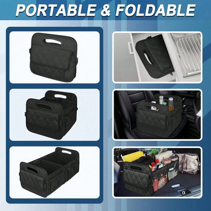 1PC Car Trunk Organizer Bag, 6-Pocket Design, 50L Waterproof Polyester Material, Black, Unisex. 1 Car Trunk Organizer Bag- Car Storage Box With 6 Pockets- Car Accessories- Luggage- Trunk