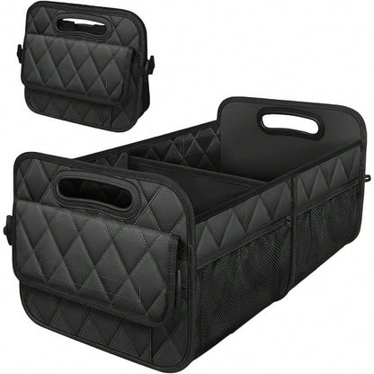 1PC Car Trunk Organizer Bag, 6-Pocket Design, 50L Waterproof Polyester Material, Black, Unisex. 1 Car Trunk Organizer Bag- Car Storage Box With 6 Pockets- Car Accessories- Luggage- Trunk
