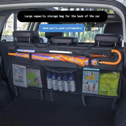 1pc Car Trunk Storage Mesh Bag, Organizer Compartment Holder For SUV, MPV, Rear Seat, For Umbrella, Racket