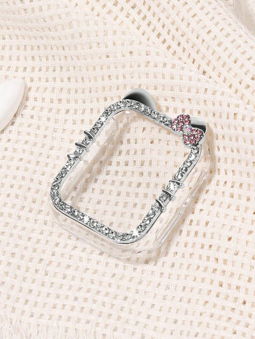 1pc Cartoon Cat Design Case, No Screen Protector, Direct Touch Screen With No Delay, Sparkling Rhinestone Decor, Compatible With Apple Watch SE/8/7/6/5/4/3/2/1, 40/41/44/45/38/42/44/46mm, Shockproof/S