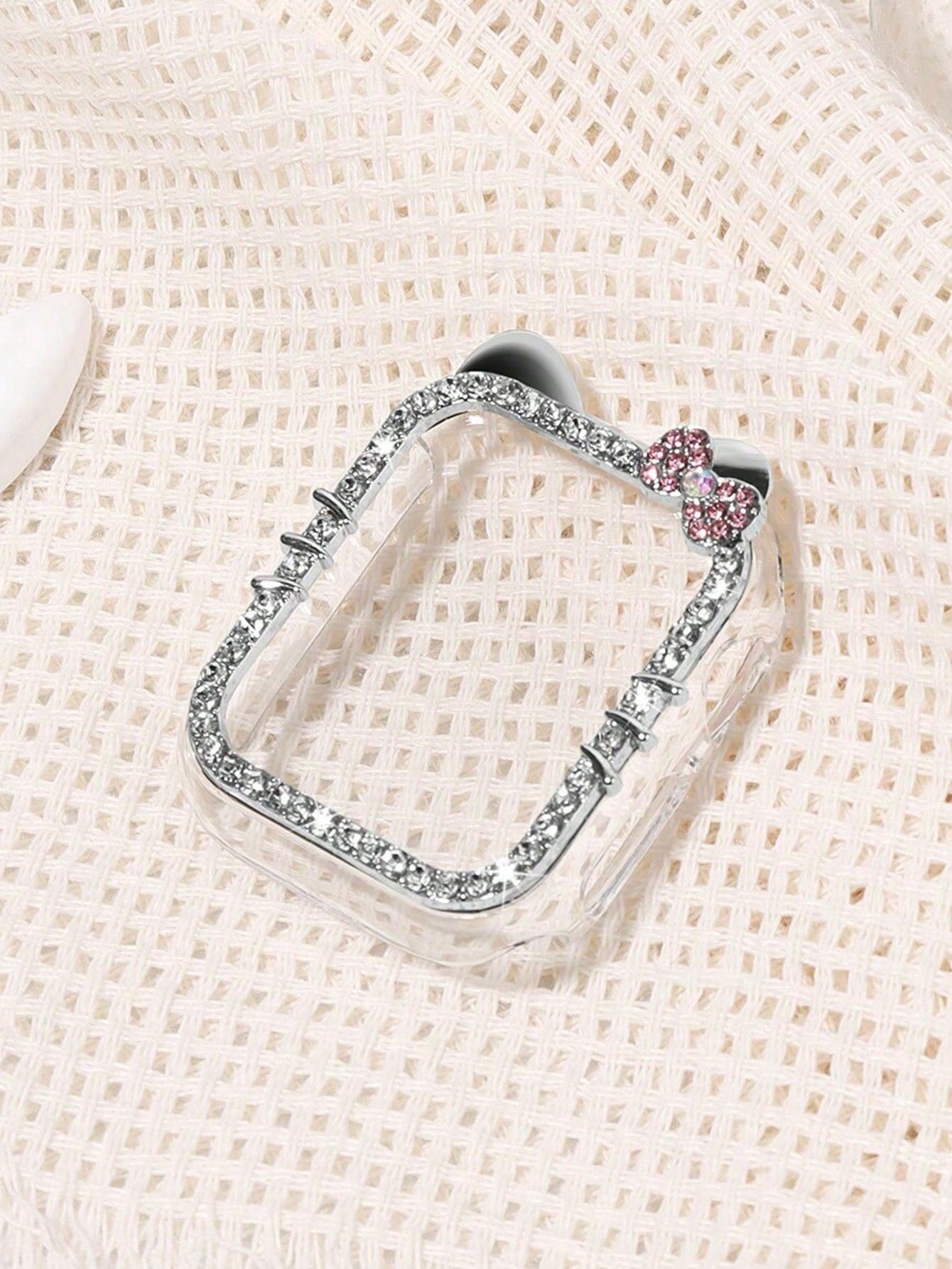 1pc Cartoon Cat Design Case, No Screen Protector, Direct Touch Screen With No Delay, Sparkling Rhinestone Decor, Compatible With Apple Watch SE/8/7/6/5/4/3/2/1, 40/41/44/45/38/42/44/46mm, Shockproof/S