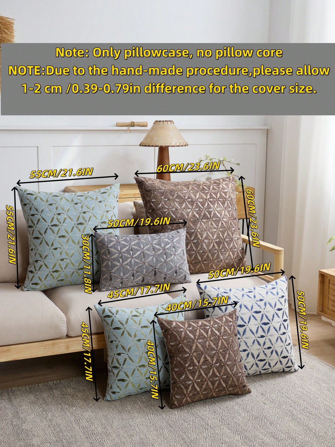 1pc Chenille Floral Jacquard Pillow Cover, Farmhouse Style Square Cushion Cover, Suitable For Sofa, Bed, Chair, Living Room, Bedroom, Car Decor, Light Blue