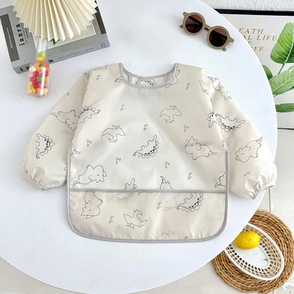 1pc Children's Apron Bib, Baby Long Bib For Anti-Spill, Waterproof Feeding Bib, Wear Backwards For Eating, Baby Food Bib