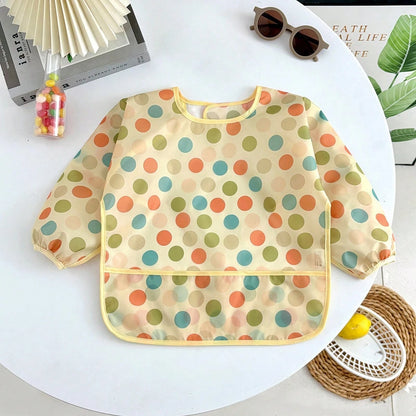 1pc Children's Apron Bib, Baby Long Bib For Anti-Spill, Waterproof Feeding Bib, Wear Backwards For Eating, Baby Food Bib