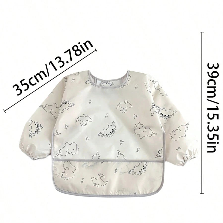 1pc Children's Apron Bib, Baby Long Bib For Anti-Spill, Waterproof Feeding Bib, Wear Backwards For Eating, Baby Food Bib