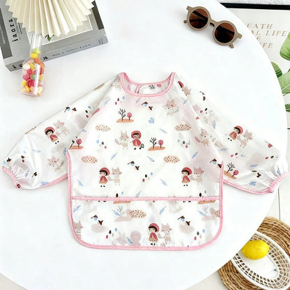 1pc Children's Apron Bib, Baby Long Bib For Anti-Spill, Waterproof Feeding Bib, Wear Backwards For Eating, Baby Food Bib