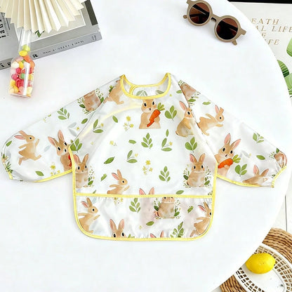 1pc Children's Apron Bib, Baby Long Bib For Anti-Spill, Waterproof Feeding Bib, Wear Backwards For Eating, Baby Food Bib