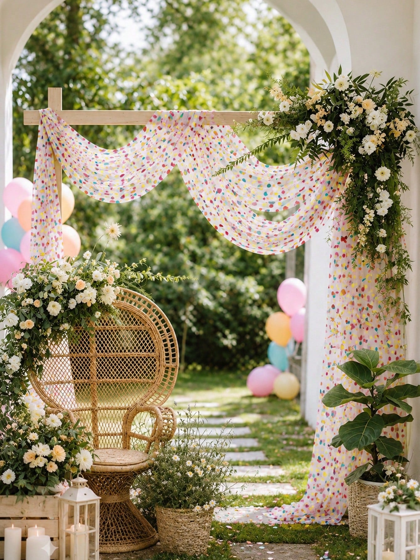 1pc Colorful Mesh Tablecloth, Colorful Polka Dot Pattern Mesh Table Cover, Baby Shower Party Table Mat, Dining Table Centerpiece Decoration, Kitchen Dinner Table Decoration, Birthday Party Decoration