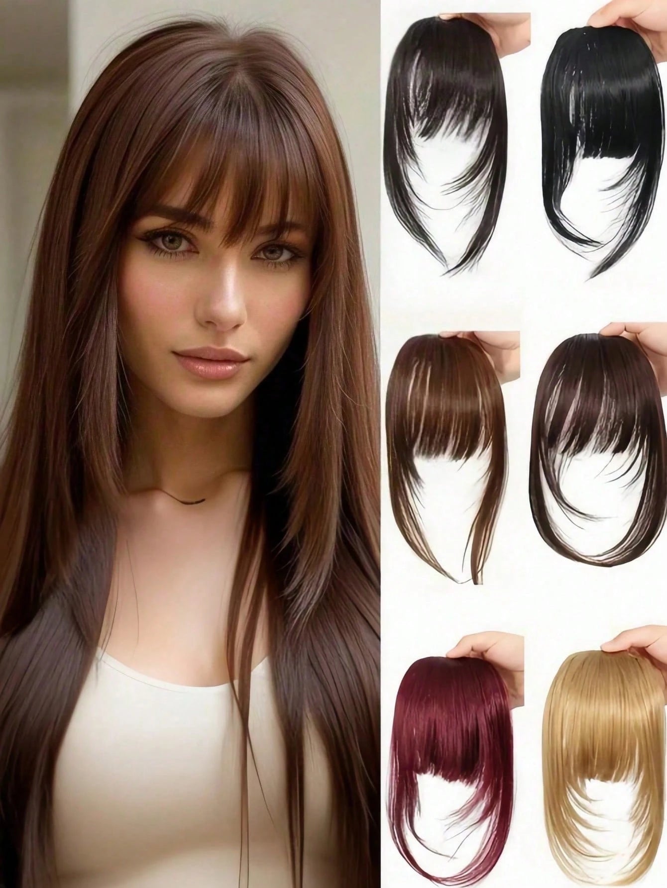 1pc Colorful Synthetic Clip-In Bangs, Natural Seamless Invisible Air Bangs And Side Part Hair Extensions For Women, Suitable For Students And Daily Wear, Multiple Colors Available (May Slightly Differ