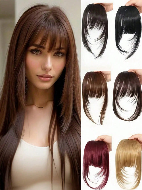 1pc Colorful Synthetic Clip-In Bangs, Natural Seamless Invisible Air Bangs And Side Part Hair Extensions For Women, Suitable For Students And Daily Wear, Multiple Colors Available (May Slightly Differ