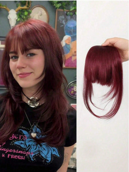 1pc Colorful Synthetic Clip-In Bangs, Natural Seamless Invisible Air Bangs And Side Part Hair Extensions For Women, Suitable For Students And Daily Wear, Multiple Colors Available (May Slightly Differ