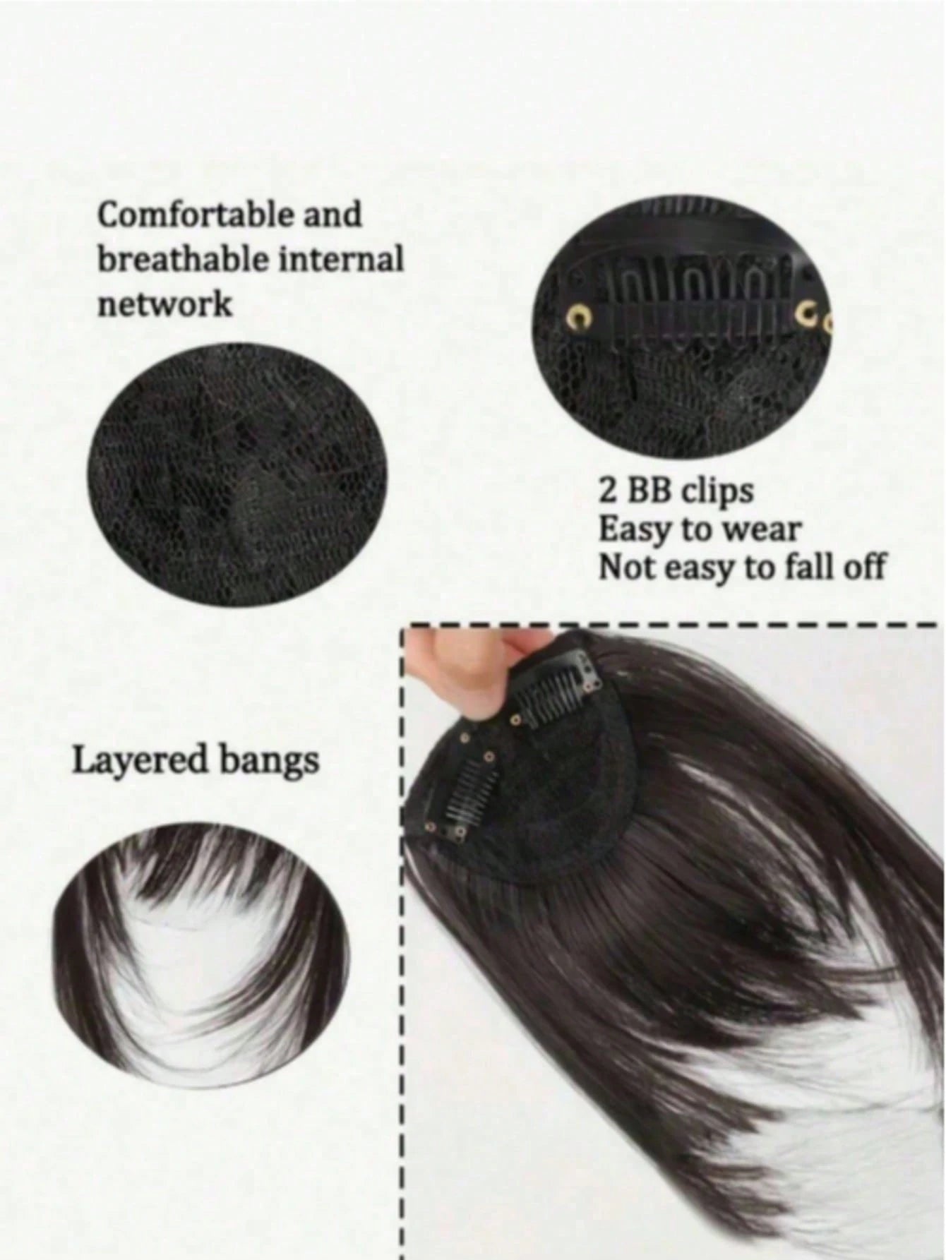 1pc Colorful Synthetic Clip-In Bangs, Natural Seamless Invisible Air Bangs And Side Part Hair Extensions For Women, Suitable For Students And Daily Wear, Multiple Colors Available (May Slightly Differ