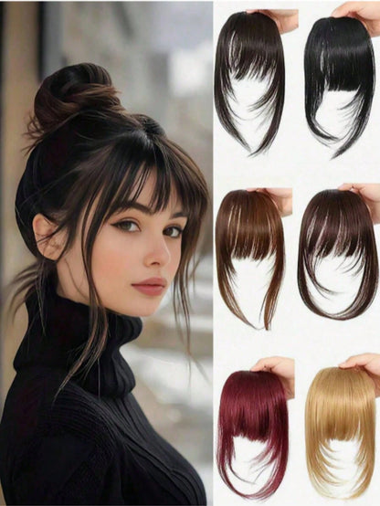 1pc Colorful Synthetic Clip-In Bangs, Natural Seamless Invisible Air Bangs And Side Part Hair Extensions For Women, Suitable For Students And Daily Wear, Multiple Colors Available (May Slightly Differ