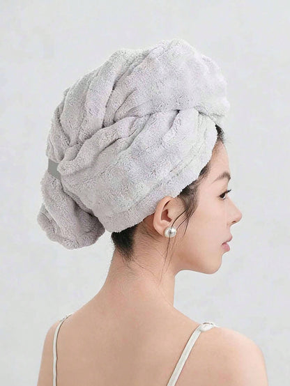 1pc Coral Fleece Extra Large & Thick Super Absorbent Hair Drying Towel, Microfiber Hair Wrap Suitable For Long & Short Hair, Minimalist Solid Color Towel, Shower Cap, Hair Care Accessory, Home Essenti