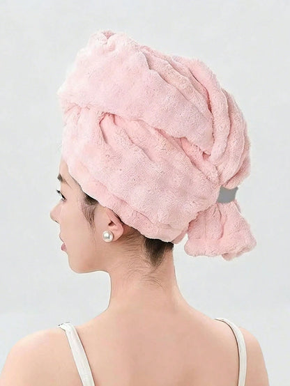 1pc Coral Fleece Extra Large & Thick Super Absorbent Hair Drying Towel, Microfiber Hair Wrap Suitable For Long & Short Hair, Minimalist Solid Color Towel, Shower Cap, Hair Care Accessory, Home Essenti