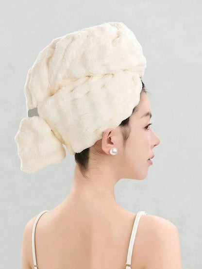 1pc Coral Fleece Extra Large & Thick Super Absorbent Hair Drying Towel, Microfiber Hair Wrap Suitable For Long & Short Hair, Minimalist Solid Color Towel, Shower Cap, Hair Care Accessory, Home Essenti