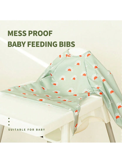 1PC Coverall Baby Feeding Bib For Eating,Long Sleeves Bib Attaches To Highchair And Table,Weaning Bibs