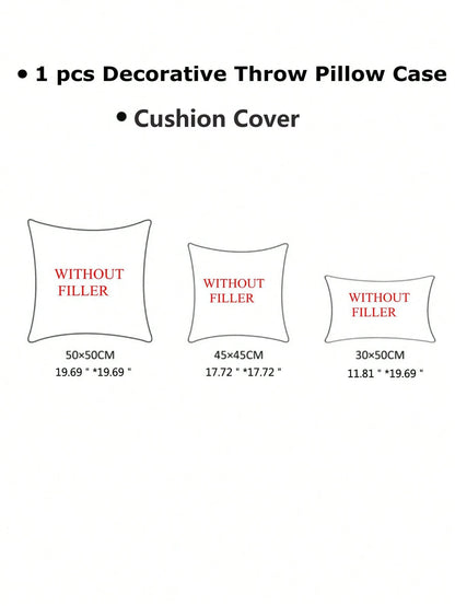 1pc Cow Pattern Decorative Throw Pillow Cover, Fluffy Western Cow Design, Suitable For Sofa, Living Room- Black