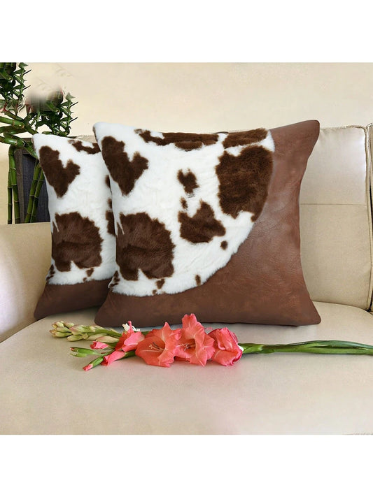 1pc Crescent Shape Cowhide Leather Milky Pillow Cover For Sofa Back Cushion (Pillow Core Not Included)
