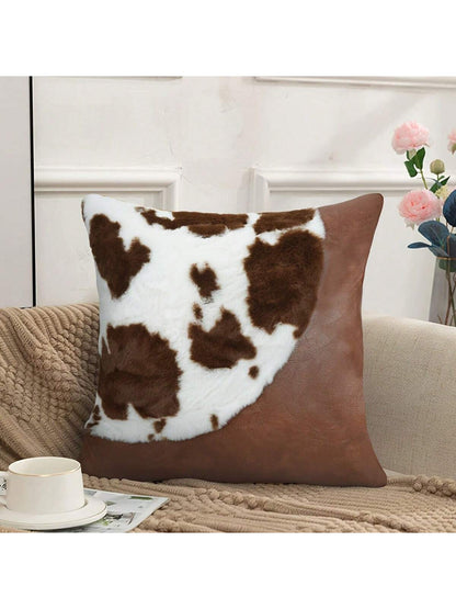 1pc Crescent Shape Cowhide Leather Milky Pillow Cover For Sofa Back Cushion (Pillow Core Not Included)