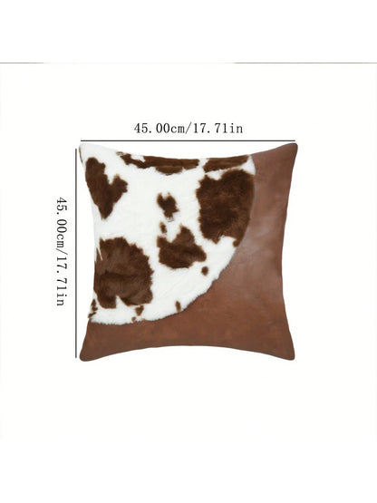 1pc Crescent Shape Cowhide Leather Milky Pillow Cover For Sofa Back Cushion (Pillow Core Not Included)