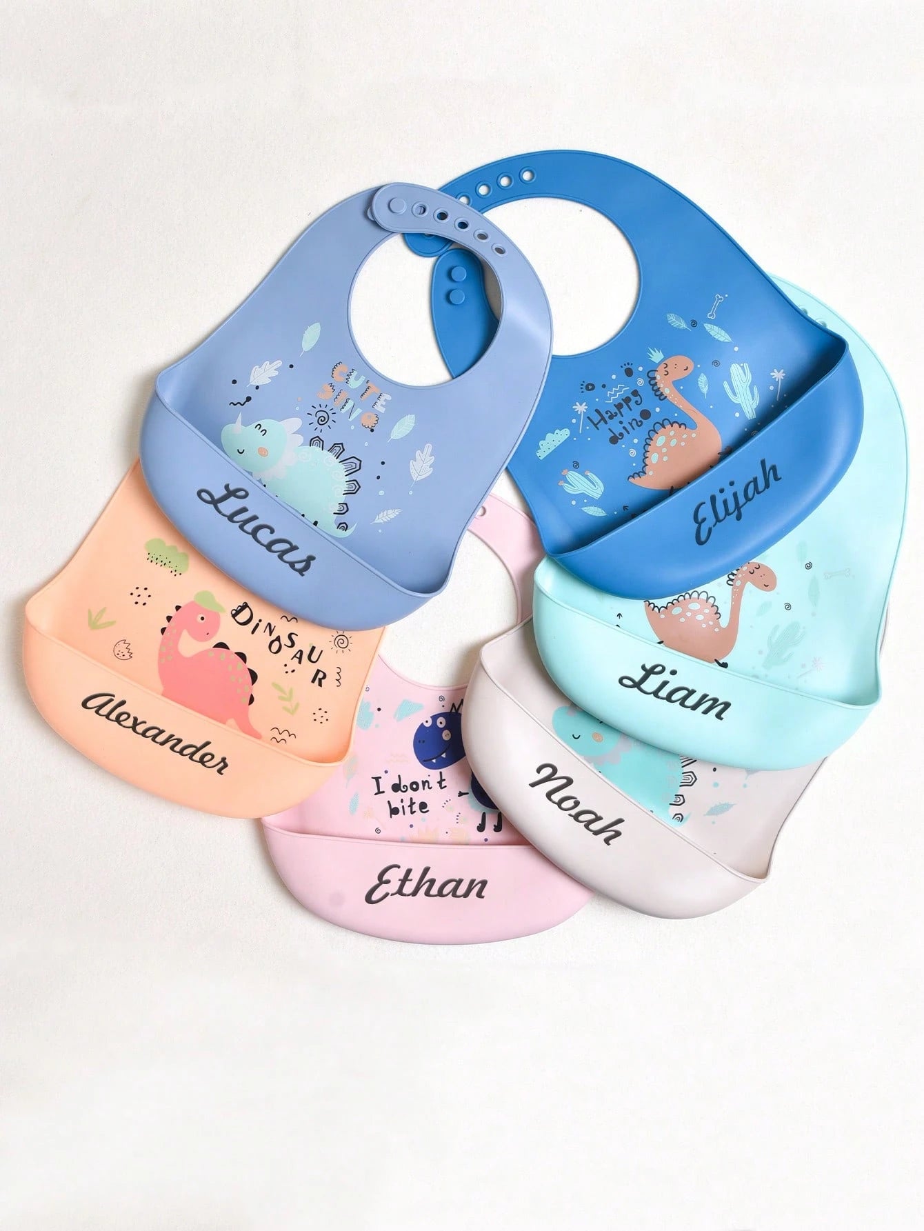 1pc Custom Baby Bibs- Dinosaur Series, Soft, Adjustable, Stain & Leakage Resistant Bibs, Personalized Gifts For Baby Boys & Girls, All Season,Chic Autumn,Baby Gift, Commemorative,Baby Accessories