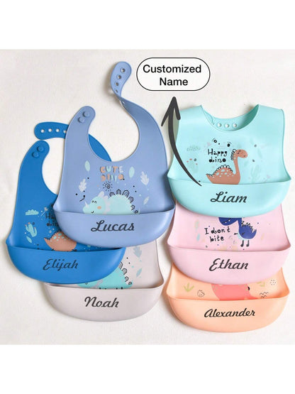 1pc Custom Baby Bibs- Dinosaur Series, Soft, Adjustable, Stain & Leakage Resistant Bibs, Personalized Gifts For Baby Boys & Girls, All Season,Chic Autumn,Baby Gift, Commemorative,Baby Accessories