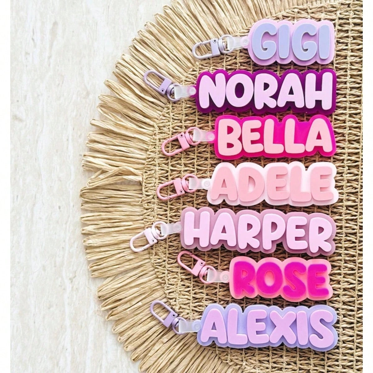 1PC Custom Name Acrylic Luggage Tag, Personalized Double Layer Bold Letter Bag Accessory, Colorful Backpack Tag, Suitable For Girlfriend And Friends