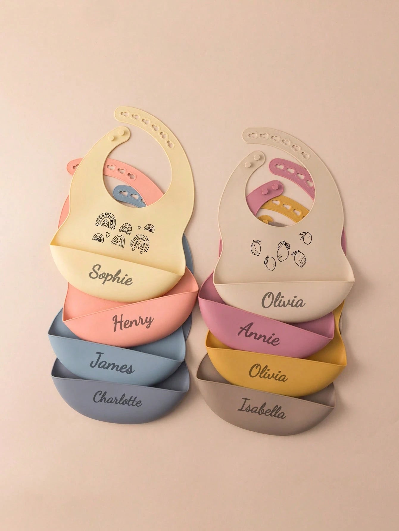 1pc Custom Name Pattern Baby Silicone Bib, Personalized Adjustable Waterproof Baby Bibs, Print On Demand Baby Tableware, Essential For Newborns, Baby Shower Gift