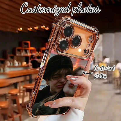 1pc Customized Photo Phone Case, Couple's Back Photo, Thick Electroplated Anti-Drop TPU Phone Case, High-Definition UV Printing, Meets Customers' Fashion Personalized Needs! Compatible With IPhone 17