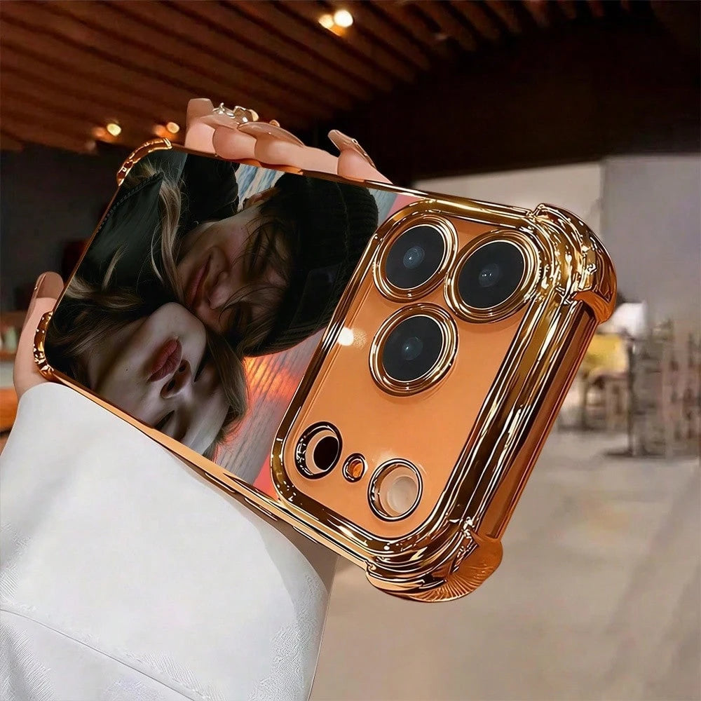 1pc Customized Photo Phone Case, Couple's Back Photo, Thick Electroplated Anti-Drop TPU Phone Case, High-Definition UV Printing, Meets Customers' Fashion Personalized Needs! Compatible With IPhone 17