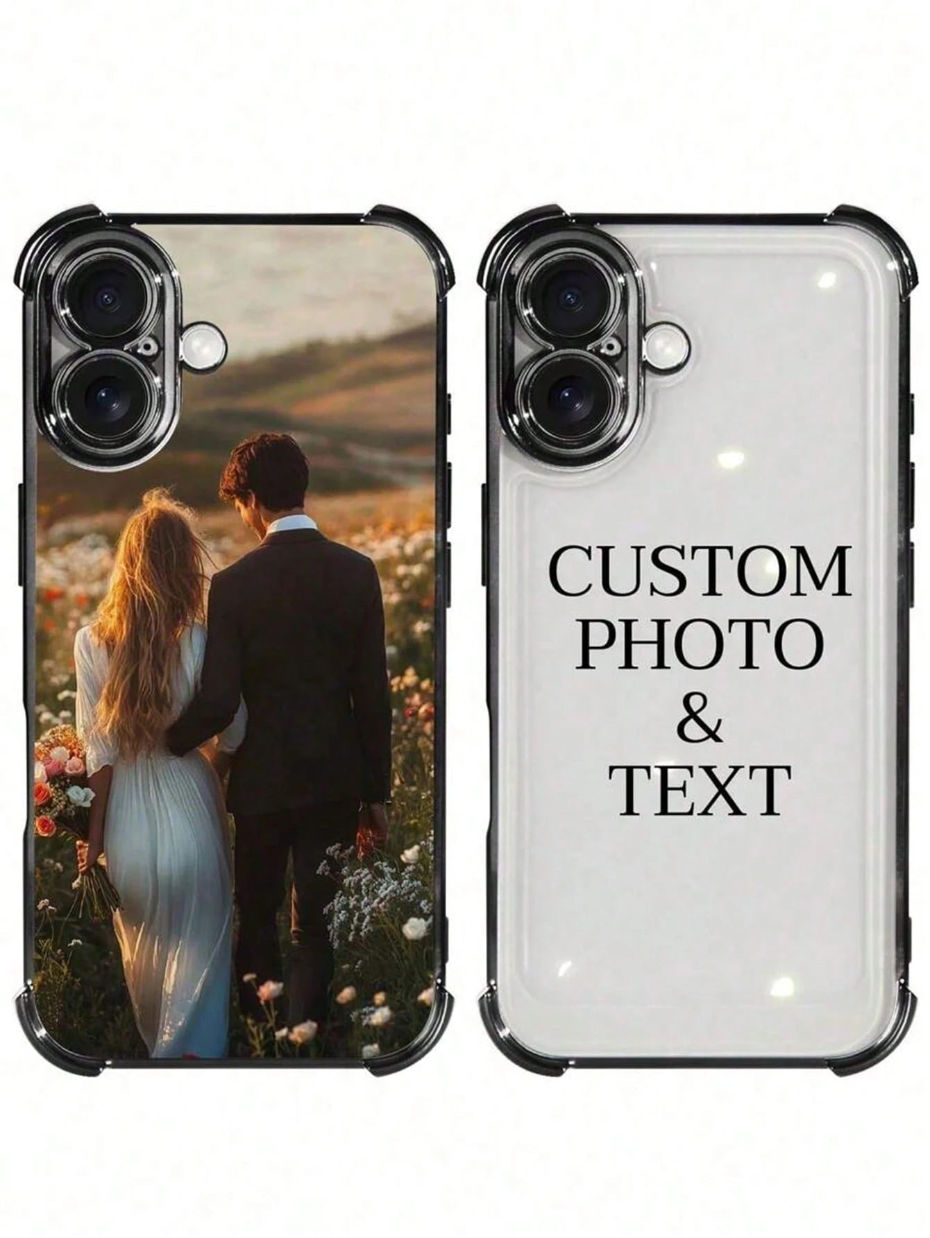 1pc Customized Photo Phone Case, Couple's Back Photo, Thick Electroplated Anti-Drop TPU Phone Case, High-Definition UV Printing, Meets Customers' Fashion Personalized Needs! Compatible With IPhone 17