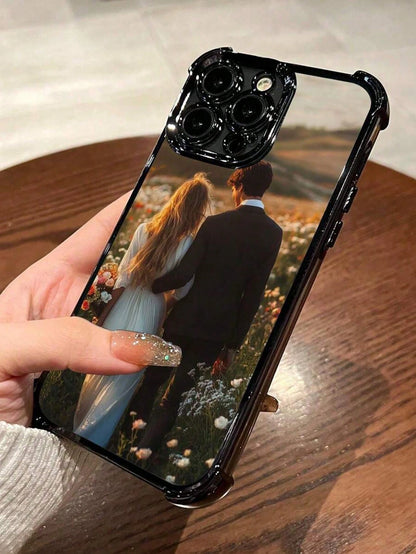 1pc Customized Photo Phone Case, Couple's Back Photo, Thick Electroplated Anti-Drop TPU Phone Case, High-Definition UV Printing, Meets Customers' Fashion Personalized Needs! Compatible With IPhone 17