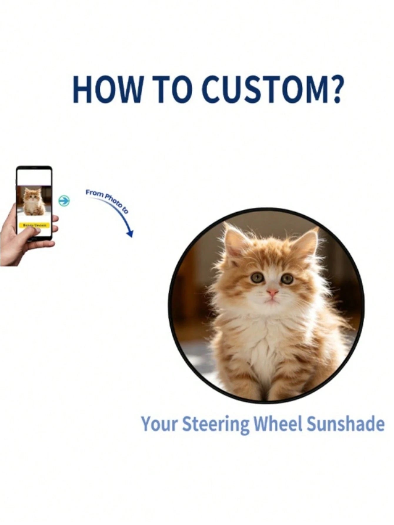 1pc Customized Steering Wheel Sunshade, Any Design/Image- This Steering Wheel Sunshade Features A Stylish And Minimalist Design, Effectively Blocking Sunlight And Improving Driving Comfort, Perfect F