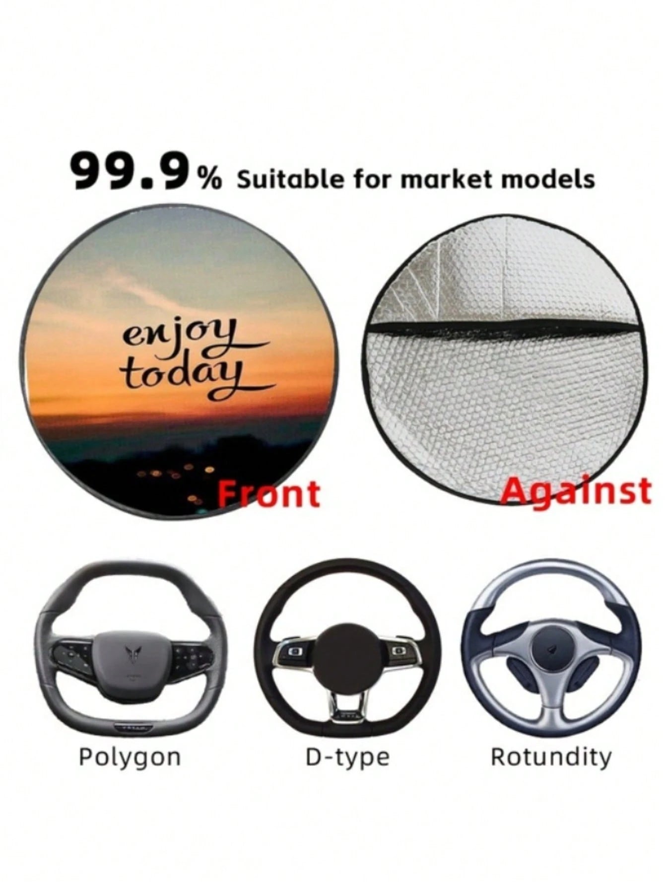 1pc Customized Steering Wheel Sunshade, Any Design/Image- This Steering Wheel Sunshade Features A Stylish And Minimalist Design, Effectively Blocking Sunlight And Improving Driving Comfort, Perfect F