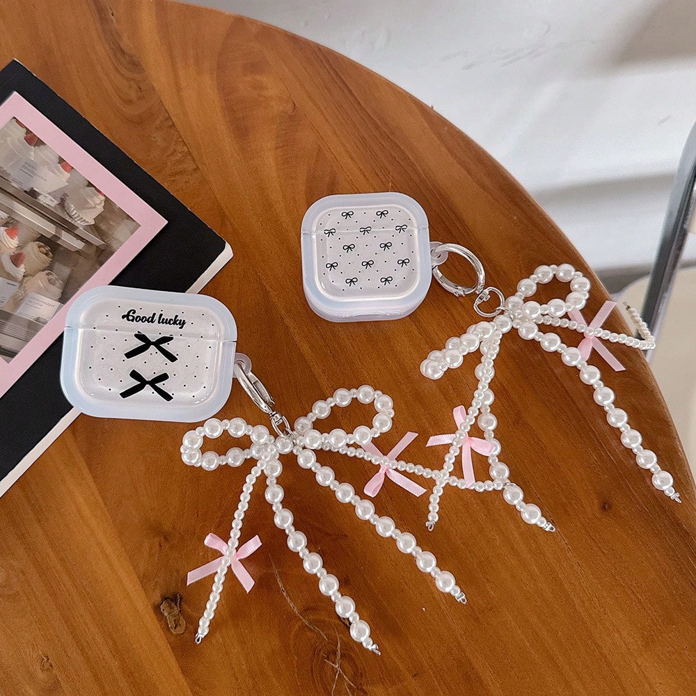 1pc Cute Bow Earphone Case Compatible With AirPodsPro/AirPods4, Sweet Girly Bowknot Hard Protective Cover Compatible With Apple Bluetooth Headphones