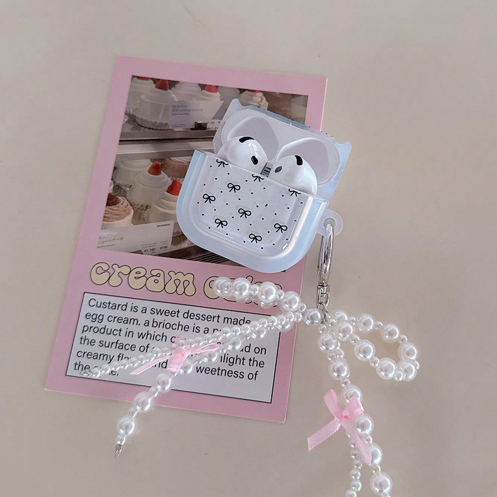 1pc Cute Bow Earphone Case Compatible With AirPodsPro/AirPods4, Sweet Girly Bowknot Hard Protective Cover Compatible With Apple Bluetooth Headphones