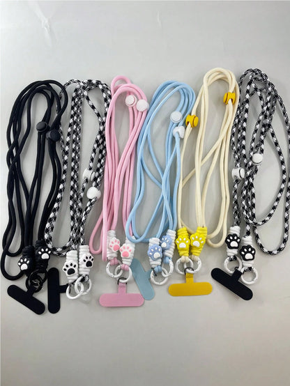 1pc Cute Cat Paw Contrast Color Braided Lanyard, Short Style Phone Strap Wrist Cord, Compatible With IPhone, Android, Camera, Unisex Design