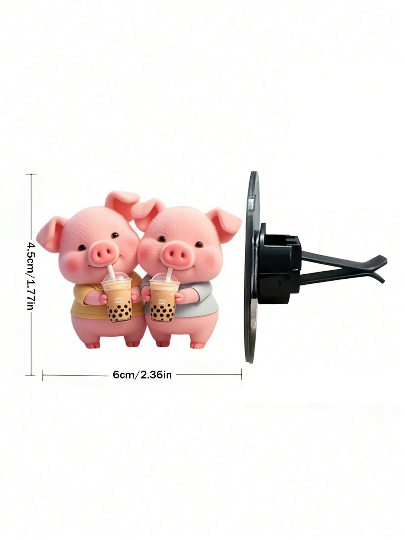 1pc Cute Piglet Drinking Bubble Tea Acrylic Car Air Vent Clip Fragrance Diffuser, Car Air Freshener Vent Clip, Car Interior Decor