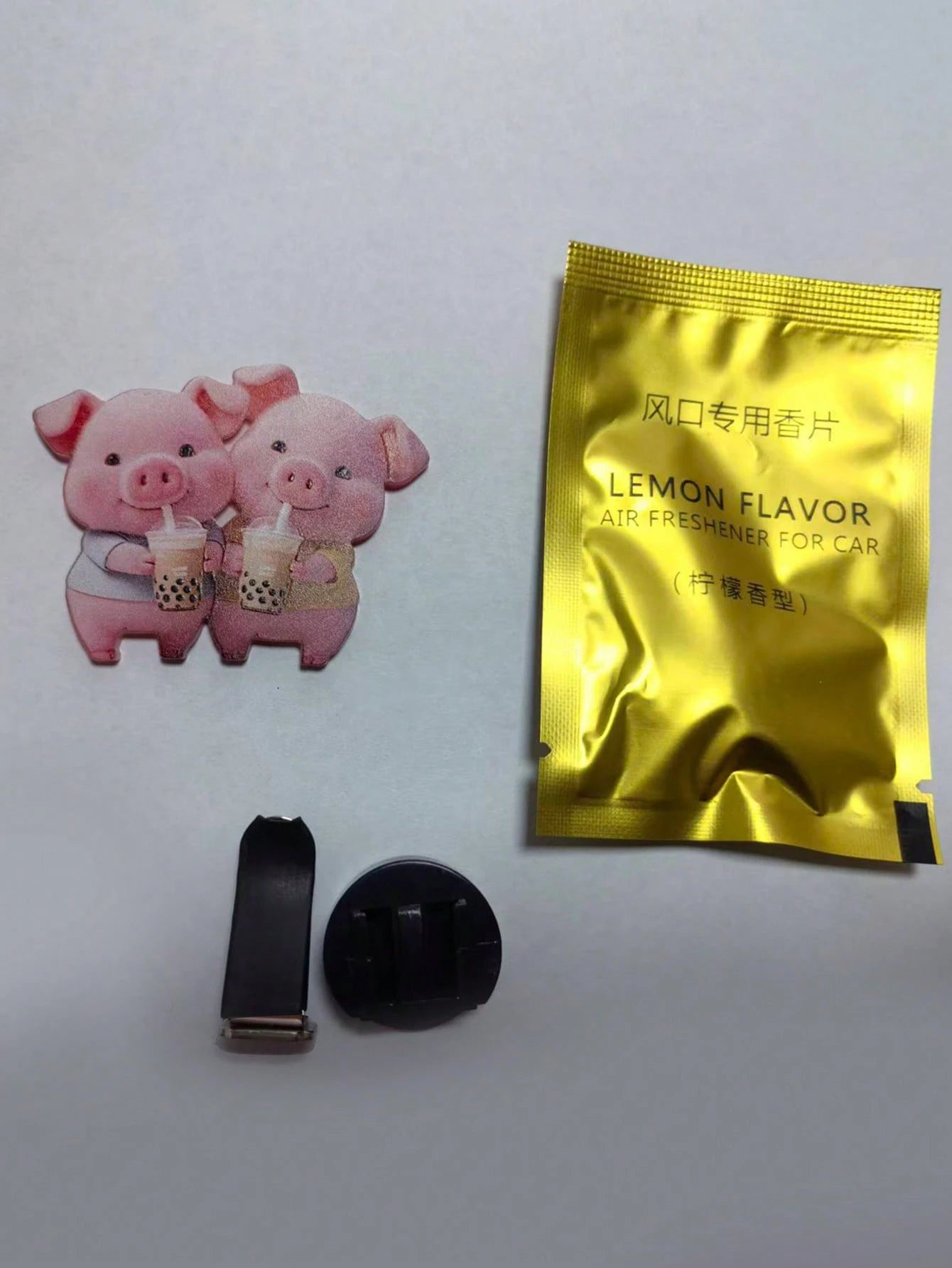 1pc Cute Piglet Drinking Bubble Tea Acrylic Car Air Vent Clip Fragrance Diffuser, Car Air Freshener Vent Clip, Car Interior Decor