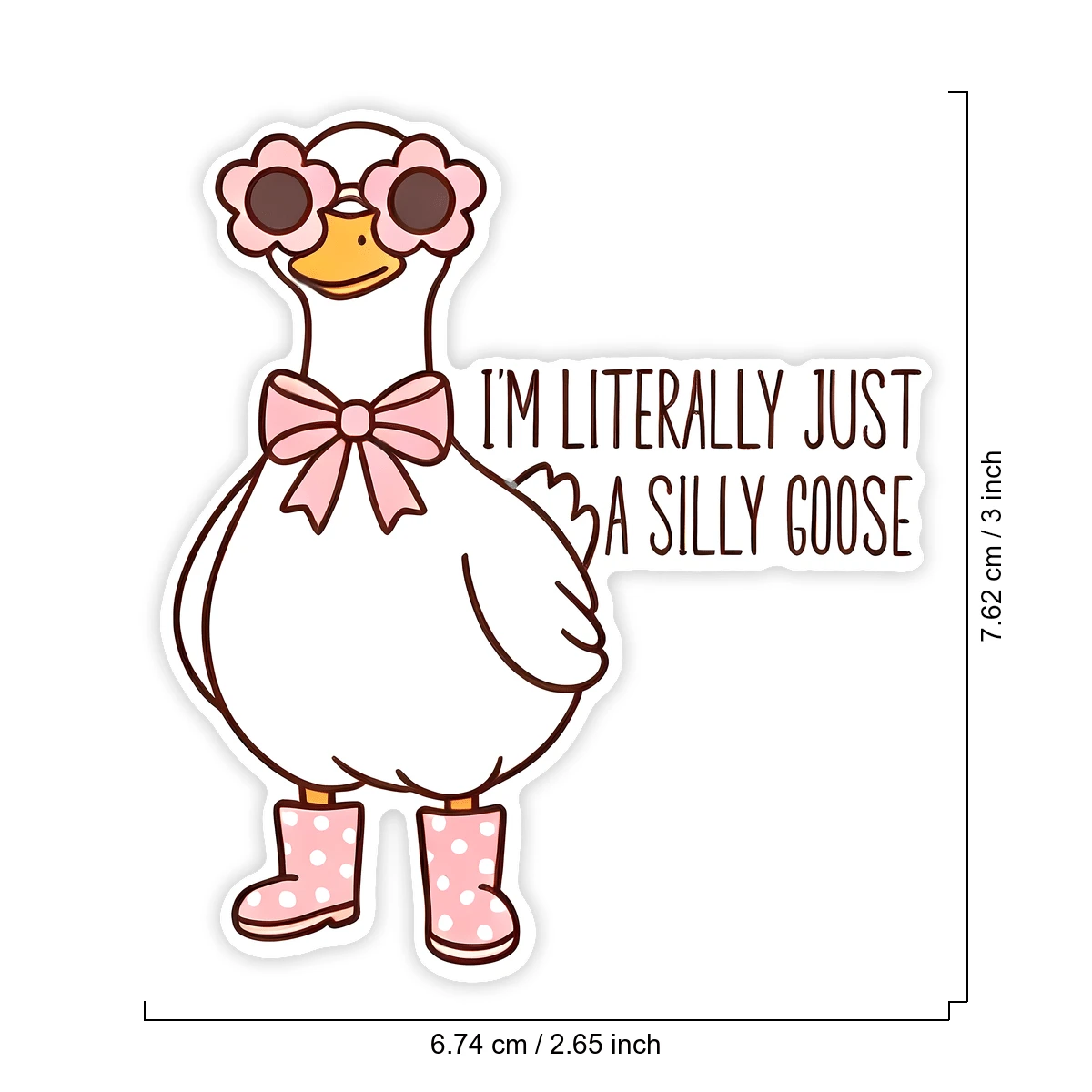 1PC Cute Silly Goose Sticker, Funny Cartoon Animal Saying Vinyl Decal For Laptop Water Bottle Notebook, Waterproof Wildlife Decal Sticker, Aesthetic Stationery Journaling Scrapbook Accessories Gift Fo