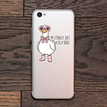 1PC Cute Silly Goose Sticker, Funny Cartoon Animal Saying Vinyl Decal For Laptop Water Bottle Notebook, Waterproof Wildlife Decal Sticker, Aesthetic Stationery Journaling Scrapbook Accessories Gift Fo