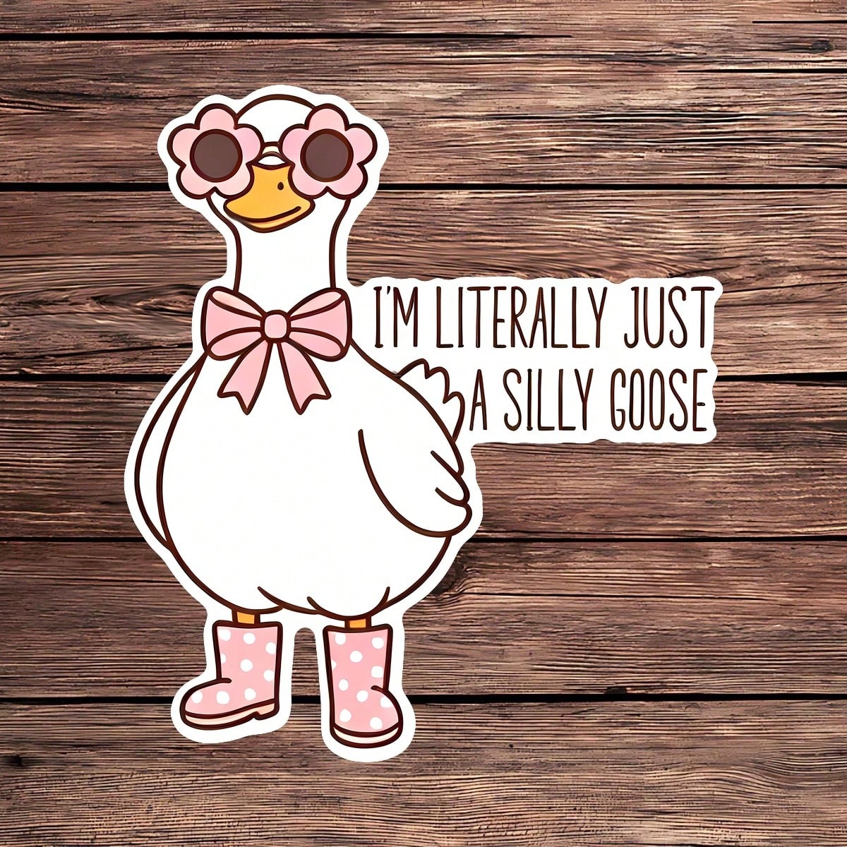 1PC Cute Silly Goose Sticker, Funny Cartoon Animal Saying Vinyl Decal For Laptop Water Bottle Notebook, Waterproof Wildlife Decal Sticker, Aesthetic Stationery Journaling Scrapbook Accessories Gift Fo